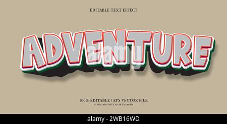 Adventure-Texteffekt mit 3D-Vektor-Design Stock Vektor