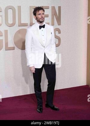 Los Angeles, USA. Januar 2024. Sam Claflin nimmt am 7. Januar 2024 an den 81. Jährlichen Golden Globe Awards im Beverly Hilton Hotel in Beverly Hills, KALIFORNIEN, Teil. (Foto: Sthanlee Mirador/SipaUSA) Credit: SIPA USA/Alamy Live News Stockfoto