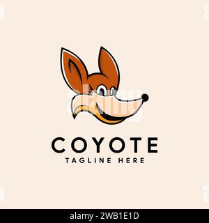Lustige Maskottchen Koyote Kopf Logo Symbol Vektor Vorlage auf hellem Hintergrund Stock Vektor