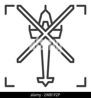 Militärischer Hubschrauber Vektorkonzept lineares Symbol oder Symbol - Draufsicht Stock Vektor