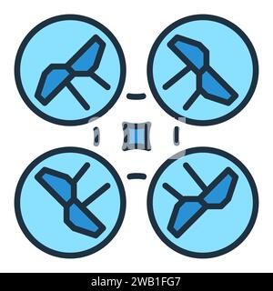 Quadrotor Vektor Quadcopter Konzept farbiges Symbol oder Symbol in dünner Linienart Stock Vektor