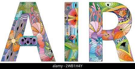 Handgemalte Kunst. Handgezeichnete Illustration Wort AIR für T-Shirt und andere Dekoration Stock Vektor