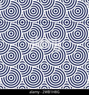 Exotisches abstraktes monochromatisches Design mit nahtlosen Mustern. Ein nahtloser Vektorhintergrund. Blaues Ornament. Grafisches, modernes Muster. Einfaches Grafikdesign. Stock Vektor