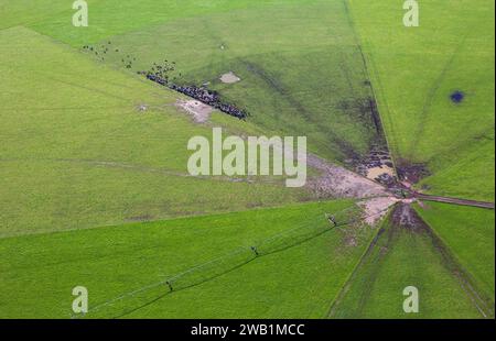 Landwirtschaftliches abstraktes Foto eines Pivot-Bewässerungssystems in der Nähe der St. Francis Bay, Eastern Cape Province in Südafrika. Stockfoto