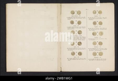 Zehn Münzen mit römischen Kaisern, von vorne und hinten gesehen, Léopold Verguet, ca. 1854 - in oder vor 1864 Foto Nr. 17 Tot Met 26: Tiberius en Drusus, Claudius 1, Agrippa en Nero, Galba, Otho, Vespasian, Vespasian, Domitian en Domitian. Fotografische Trägermünze mit Albumendruck Stockfoto