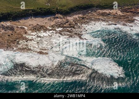 Luftaufnahmen von der Wild Coast von Südafrika. Stockfoto