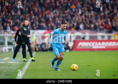 Turin, Italien. Januar 2024. Matteo Politano von SAC Napoli wurde während des Spiels zwischen dem FC Turin und dem SSC Napoli im Rahmen der italienischen Serie A im Stadio Olimpico Grande Torino gesehen. Torino FC 3-0 SSC Napoli Credit: SOPA Images Limited/Alamy Live News Stockfoto