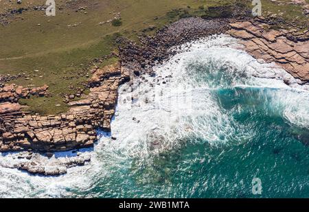 Luftaufnahmen von der Wild Coast von Südafrika. Stockfoto