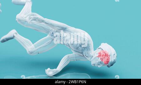 Abstrakte Darstellung eines Radfahrers und einer Gehirnerschütterung Stockfoto