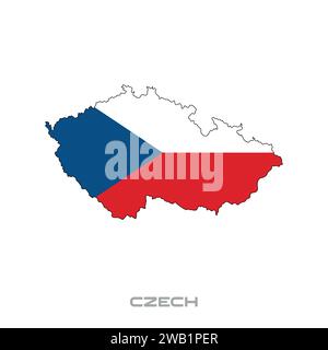 Vektorillustration der Flagge von Tschechien mit schwarzen Konturen auf weißem Hintergrund Stock Vektor