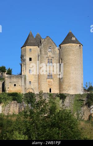 Festung von Salignac (11. – 15. Jahrhundert) in Périgord Noir bei Sarlat. Architektur, Geschichte, Landschaft und ländliche Natur, Umwelt, Touri Stockfoto