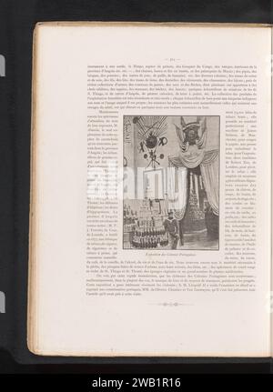 Blick auf das Innere des Pavillons der portugiesischen Kolonien auf der Weltausstellung von 1885 in Antwerpen, Anonym, um 1880 - in oder vor 1885 fotomechanischer Druck Antwerpen Papier Weltmesse, Weltausstellung Antwerpen Stockfoto