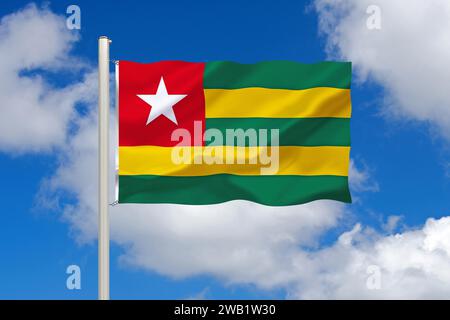 Die Flagge von Togo, Afrika, Westafrika, Studio Stockfoto