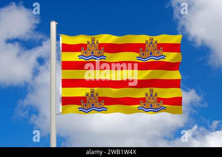 Die Flagge von Ibiza, Insel, Spanien, Balearen, Europa, Studio Stockfoto