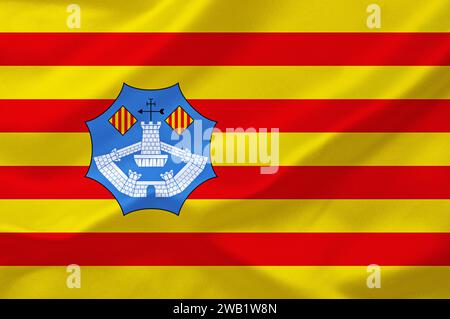 Die Flagge von Menorca, Insel, Balearen, Spanien, Europa, EU, Studio Stockfoto