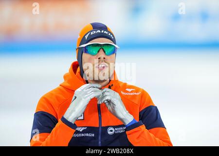 Heerenveen, Niederlande. Januar 2024. HEERENVEEN, NIEDERLANDE - 7. JANUAR: Patrick Roest trat auf den 1500 m Herren während der ISU Speed Skating Europameisterschaft am 7. Januar 2024 in Thialf in Heerenveen an. (Foto: Douwe Bijlsma/Orange Pictures) Credit: dpa/Alamy Live News Stockfoto