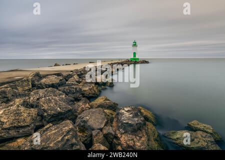 Der historische Port Dalhousie Range Front Lighthouse am Lake Ontario, Kanada. Stockfoto