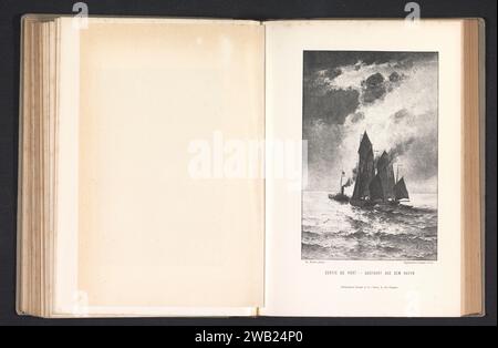 Fotoproduktion eines Gemäldes, das ein Dampfschiff darstellt, zieht ein Segelschiff ins Meer, Anonym, nach Theodor Alexander Weber, ca. 1878 - in oder vor 1883 photomechanischer Druck Paris Papier Photolithographie Dampfschiff, Motorschiff. Schiffe (allgemein) Stockfoto