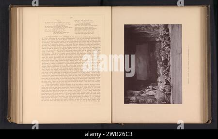 Christusquälerei im Garten Gethsemani, Carl Stockmann, um 1885 - in oder vor 1890 photomechanischer Druckschrift Oberammergau Papier Kollotype Qual of Christ: Um ihn zu trösten erscheinen Christus ein oder mehrere Engel mit Kelch und/oder Kreuz. Gruppe von Schauspielern, Truppe; Schauspieler auf der Bühne Stockfoto
