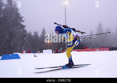 Oberhof, Deutschland. Januar 2024. Oberhof, 7. Januar 2024: Martin Ponsilouma ( Schweden ) während des BMW IBU WORLD CUP BIATHLON in der ARENA AM RENNSTEIG in Oberhof. (Julia Kneissl/SPP) Credit: SPP Sport Press Photo. /Alamy Live News Stockfoto