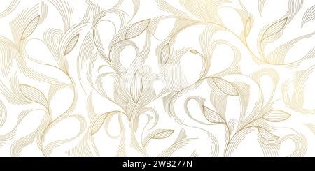 Vektorlinie Muster Hintergrund, abstrakte Welle Luxus goldene Kunst, Kurve Design, Linie Illustration, japanische Grafik Stil. Stock Vektor