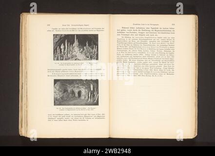 Zwei Fotoproduktionen von Zeichnungen, die Innenräume von Tropfsteinhöhlen in der Nähe von Postojna darstellen, Anonym, um 1900 - in oder vor 1905 photomechanische Druckpapierhöhle, Grotte Stockfoto