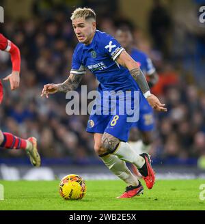 London, Großbritannien. Januar 2024 - Chelsea gegen Preston North End - FA Cup Runde 3 - Stamford Bridge. Chelsea's Enzo Fernandez in Aktion. Bildnachweis: Mark Pain / Alamy Live News Stockfoto