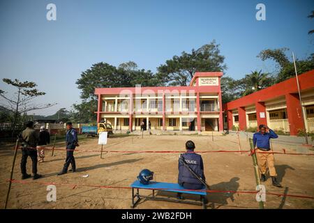 Chattogram, Bangladesch Fotos einiger Wahllokale bei den Parlamentswahlen am 7. Januar 2024 in Bangladesch. Stockfoto