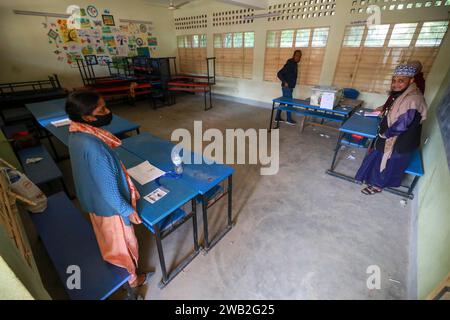 Chattogram, Bangladesch Fotos einiger Wahllokale bei den Parlamentswahlen am 7. Januar 2024 in Bangladesch. Stockfoto