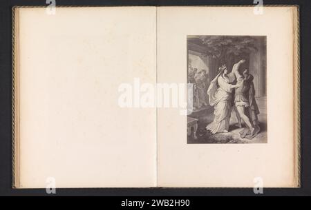 Fotoproduktion eines Abdrucks einer Szene aus Iphigenie auf Tauris, die Orestes und Iphigeneia repräsentiert, Anonym, nach Wilhelm von Kaulbach, um 1875 - um 1885 fotografischer Trägeralbumendruck Iphigenia erkennt ihren Bruder Orestes. Furies, Dire (erinyes), Eumenides; „Furie“ (Ripa) Stockfoto