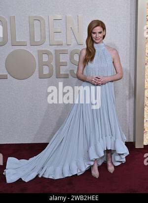 Los Angeles, USA. Januar 2024. LOS ANGELES, USA. 7. Januar 2024: Sarah Rafferty kommt bei den 81. Golden Globe Awards im Beverly Hilton Hotel an. Bildnachweis: Paul Smith/Alamy Live News Stockfoto