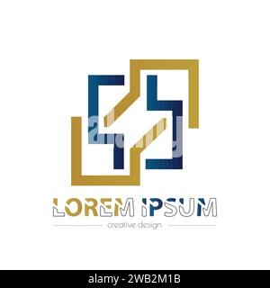 Abstrakte Logo-Vorlage. Firmenabzeichen, Marke. Ein Element zur Identifizierung des Unternehmens und des Personals. Flacher STYLE Stock Vektor