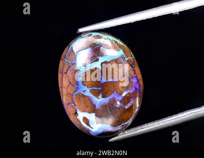 Natürlicher Boulder mehrfarbiger Opalstein auf Hintergrund Stockfoto