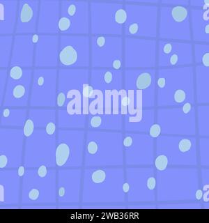 Polka Dot Doodle Muster mit verschiedenen handgezeichneten abgerundeten Punkten isoliert auf lila, blauem Hintergrund. Grüne, graue gepunktete Tapete Stock Vektor