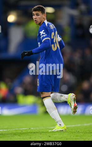 London, Großbritannien. Januar 2024 - Chelsea gegen Preston North End - FA Cup Runde 3 - Stamford Bridge. Chelsea's Deivid in Aktion. Bildnachweis: Mark Pain / Alamy Live News Stockfoto