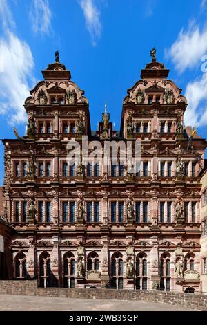 Heidelberger Schloss, Innenhof mit dem Friedrich-Gebäude, Heidelberg, Baden Württemberg, Deutschland Stockfoto