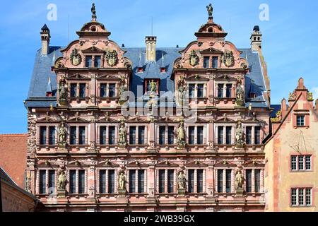 Heidelberger Schloss, Innenhof mit dem Friedrich-Gebäude, Heidelberg, Baden Württemberg, Deutschland Stockfoto