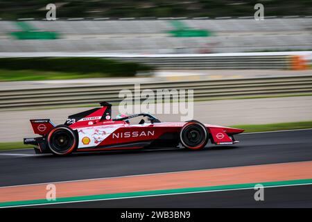 NISSAN Formel E Elektroauto Training auf dem Ricardo Tormo Circuit in Valencia während des ABB FIA Formel E Test 2024 Stockfoto