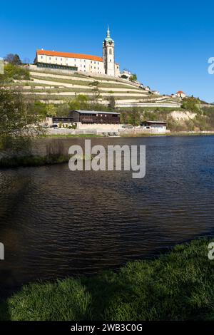 Schloss Melnik über dem Zusammenfluss von Elbe und Moldau, Mittelböhmen, Tschechische Republik Stockfoto