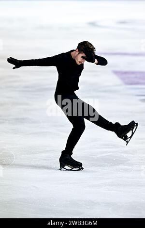 Matteo RIZZO (ITA), während des Männer-Trainings, bei der ISU Europameisterschaft 2024, in der Algiris Arena, am 8. Januar 2024 in Kaunas, Litauen. Quelle: Raniero Corbelletti/AFLO/Alamy Live News Stockfoto