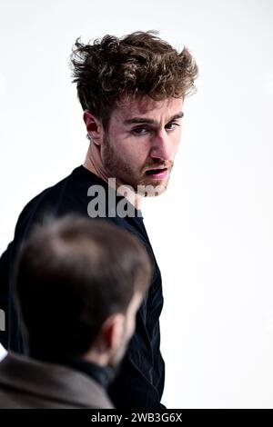 Matteo RIZZO (ITA), während des Männer-Trainings, bei der ISU Europameisterschaft 2024, in der Algiris Arena, am 8. Januar 2024 in Kaunas, Litauen. Quelle: Raniero Corbelletti/AFLO/Alamy Live News Stockfoto