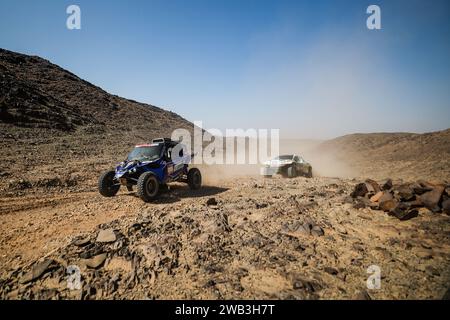 309 CASALE Ignacio (chl), LEON Alvaro (chl), X-RAID Yamaha Supported Team, Yamaha X-RAID YXZ 1000 R Turbo, FIA Challenger, Action während der dritten Etappe der Dakar 2024 am 8. Januar 2024 zwischen Al Duwadimi und Al Salamiya, Saudi Arabien Stockfoto