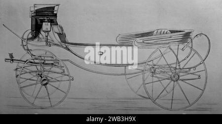 Ein Barouche Carriage von T. Peters and Sons, Mitte des 19. Jahrhunderts. Dies stammt von einer Serie gedruckter Illustrationen von Pferdekutschen, die im viktorianischen Großbritannien in der Mitte bis Ende des 19. Jahrhunderts verwendet wurden. Stockfoto