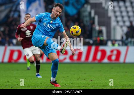 Turin, Italien. Januar 2024. Amir Rrahmani vom SSC Napoli wurde 2023/24 im Stadio Olimpico Grande Torino beim Fußballspiel der Serie A zwischen dem FC Turin und dem SSC Napoli in Aktion gesehen. Endpunktzahl; Turin 3 | 0 Neapel. (Foto: Fabrizio Carabelli/SOPA Images/SIPA USA) Credit: SIPA USA/Alamy Live News Stockfoto