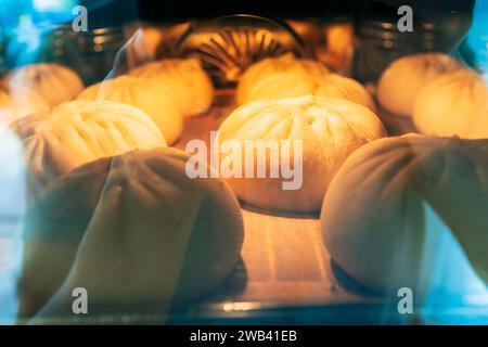 Baozi im Ofen Stockfoto