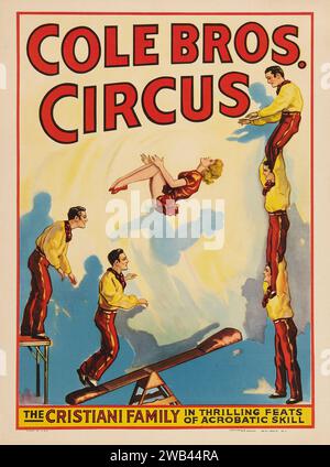 Cole Brothers Circus (1945) ist eine akrobatische Familie der Cristiani-Familie Stockfoto