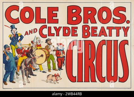 Cole Brothers and Clyde Beatty Circus Poster (Cole Brothers, 1930er) Stockfoto