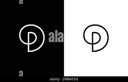 Minimalistisches Letter DP PD Logo Design, bearbeitbar im Vektorformat in Schwarz-weiß Farbe Stock Vektor
