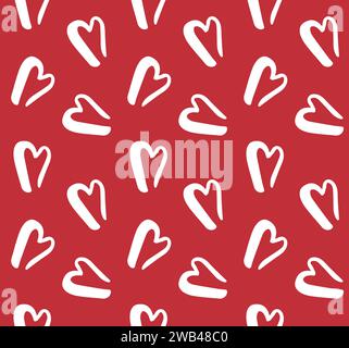 Vektornahtloses Muster von Hand gezeichnetem Herzen Stock Vektor