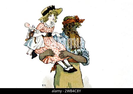 Illustration in „die Königin der Pirateninsel“, geschrieben von Bret harte und illustriert von Kate Greenaway Privatsammlung Ende des 19. Jahrhunderts Stockfoto